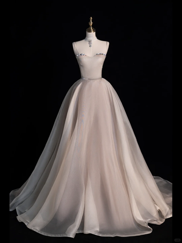 Simple A Line Sweetheart Neck Sequin Tulle Long Evening Dresses Party Dresses HZ1023